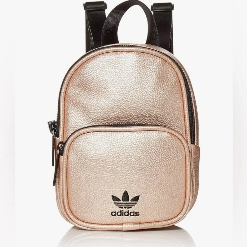 Adidas Mini Metallic Pink Gold Backpack Purse Bag